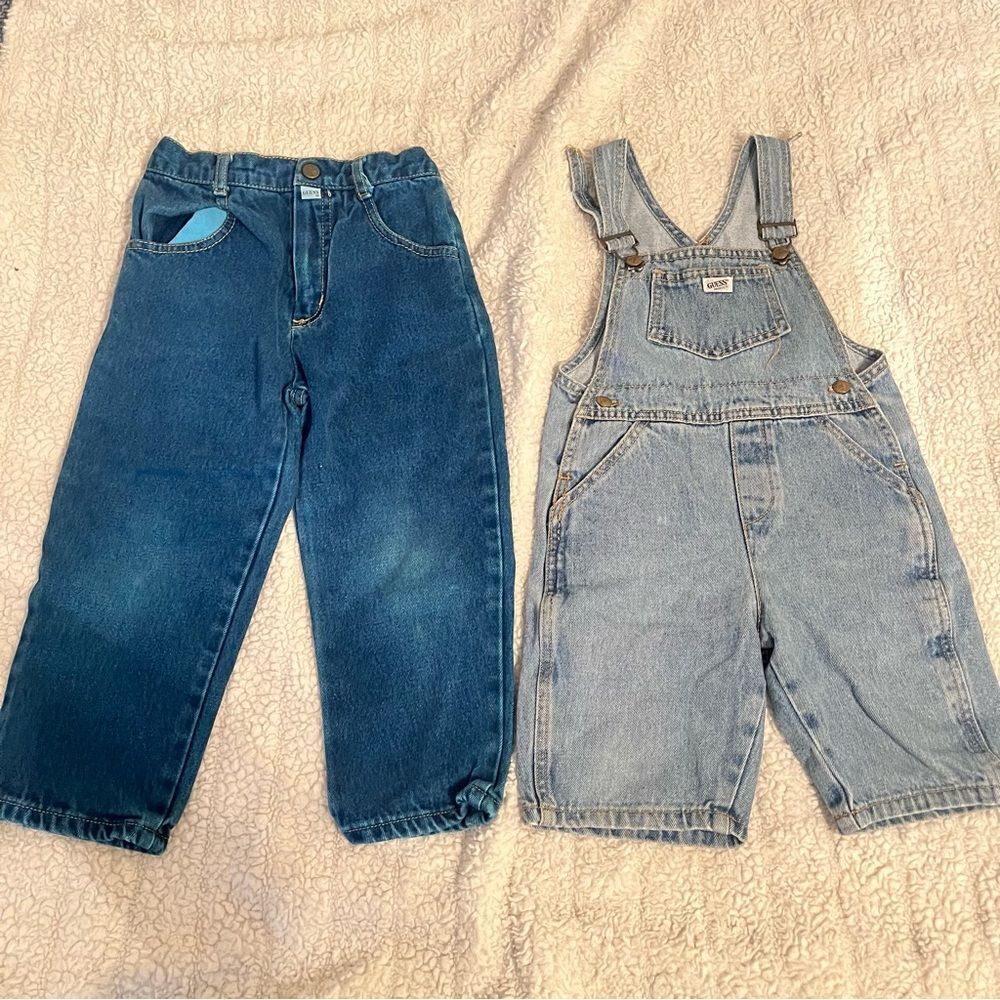 Boys vintage Guess By Marciano Jeans and Overall Bundle Made in USA 90s SZ 4